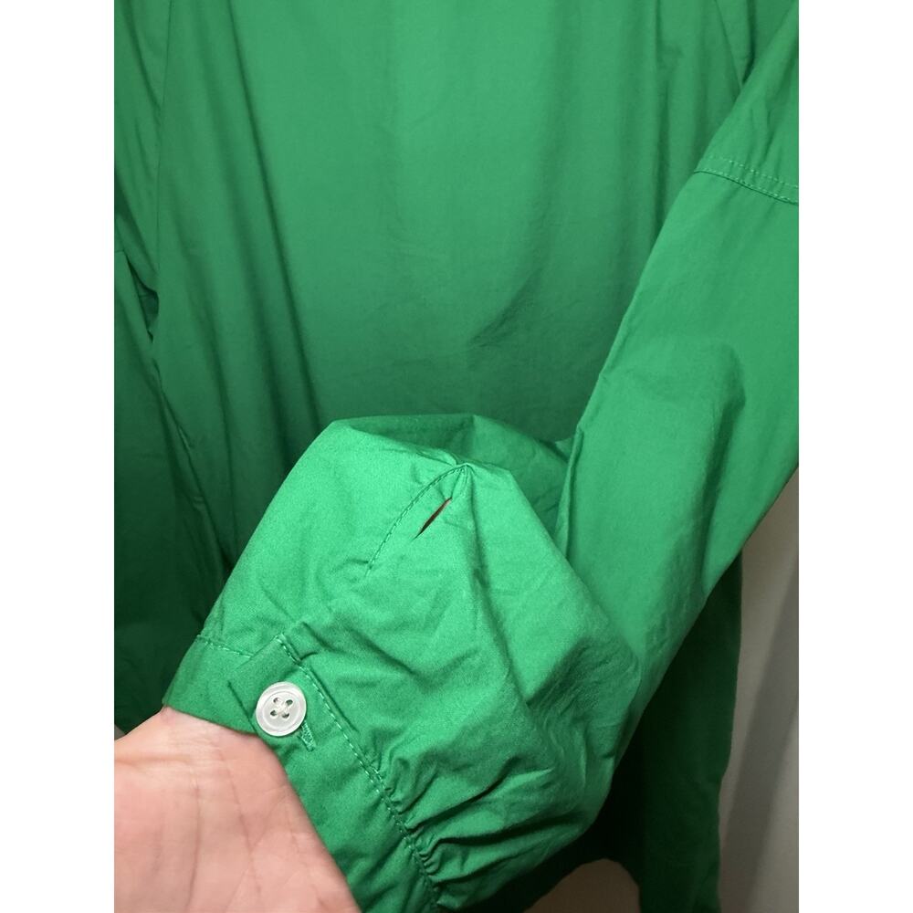Banana Republic M Tie Neck Poplin Mini Dress Green Relaxed Body And Sleeves - Picture 4 of 7